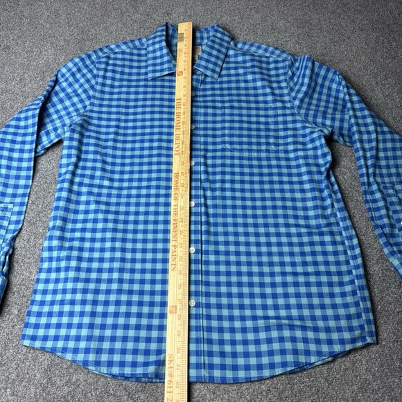LL Bean Slightly Fitted Shirt Large Blue Checked Long Sleeve Button Men’s - Picture 4 of 5
